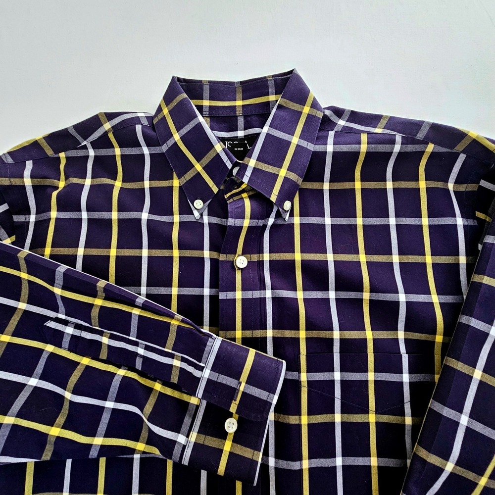 Jos. A. Bank Traveler's Collection Plaid Button Down Shirt Mens Medium Blue